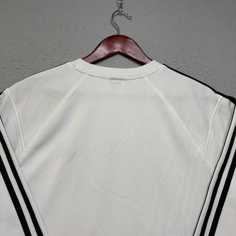 Adidas Shirt Mens Large White Long Sleeve 3 Stripe Y2K Performance Top